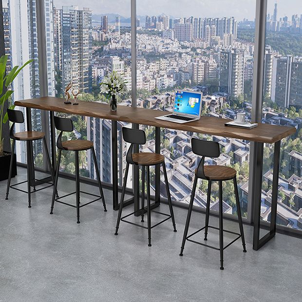 Modern Wooden 1/2/3 Pieces Bar Table Set Rectangle Bar Table with Metal Leg Clearhalo 'Bar Furniture' 'furn' 'furn_home_bar_bar_sets' 'Furniture' 'Home Bars & Bar Sets' 'home_bar_bar_sets' 'Kitchen & Dining Furniture' 1200x1200_3c4cf226-d5f4-4ab6-a99a-7dc06bf32eba