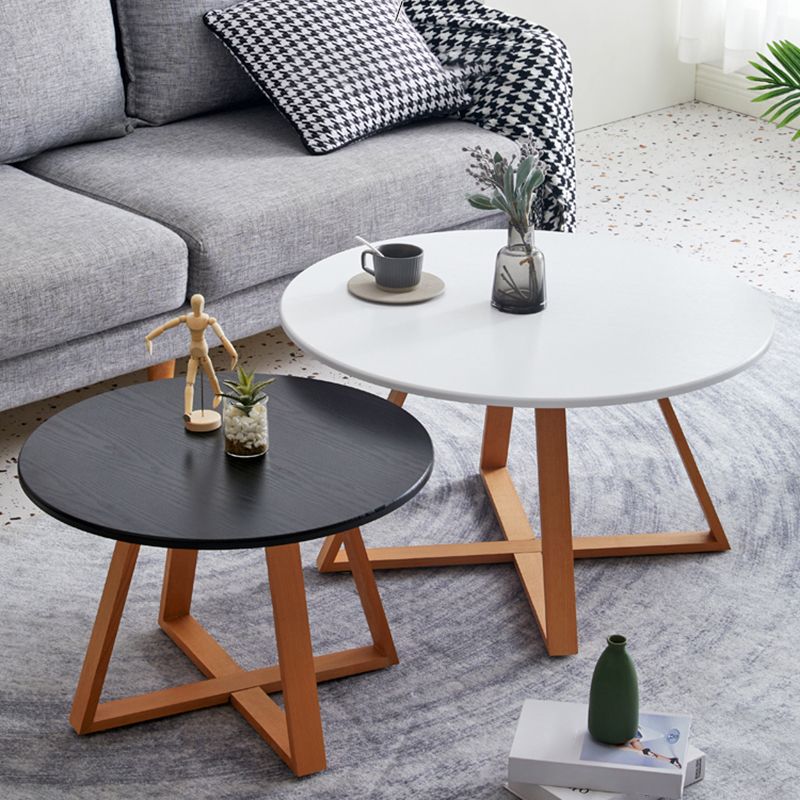 Scandinavian Style Side End Table Wooden Cross Legs Round Sofa Side Accent Table
