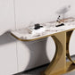Glam Stone End Table Half Moon Console Accent Table for Hall