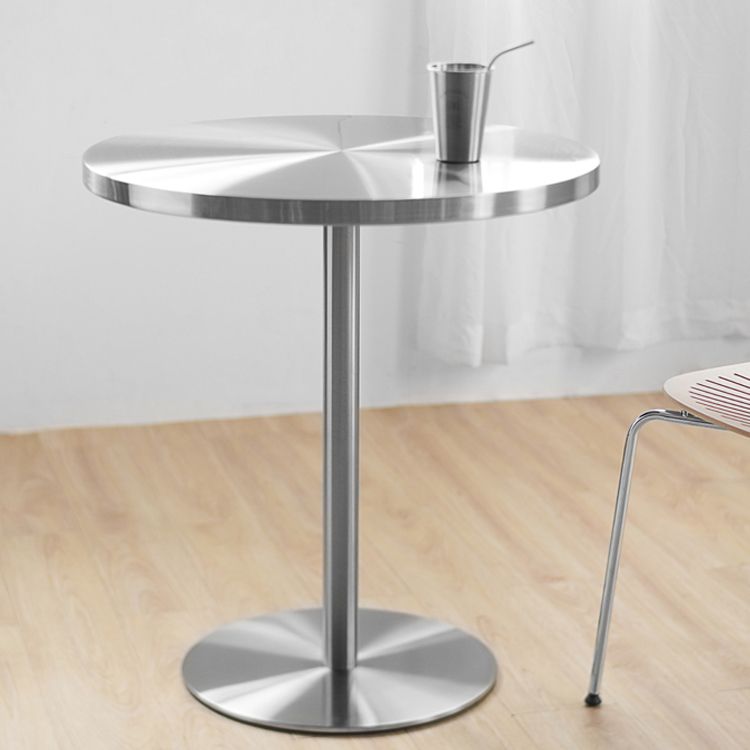 Tulip Base Industrial Dining Table Silver Stainless Steel Fixed Table Clearhalo ' dining_table' 'Dining Tables & Seating' 'Dining Tables' 'furn' 'furn_dining_table' 'Furniture' 'furniture_dining_table' 'Kitchen & Dining Furniture' 'kitchen&dining_furn' 'kitchen' 'kitchen_dining_table' 1200x1200_3c520a3d-3a2a-4564-80ab-eaf059850186