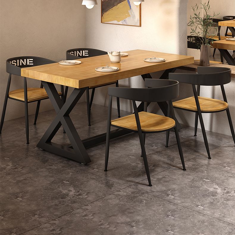 Industrial Style Solid Wood Dining Set with Traditional Height Fixed Table and Trestle Base Clearhalo 'Dining Room Sets' 'Dining Tables & Seating' 'dining_room_set' 'furn' 'furn_dining_room_set' 'Furniture' 'furniture_dining_room_set' 'Kitchen & Dining Furniture' 'kitchen&dining_furn' 'kitchen' 1200x1200_3c5219b8-ebdd-4a3e-91cc-f4426b849d9b