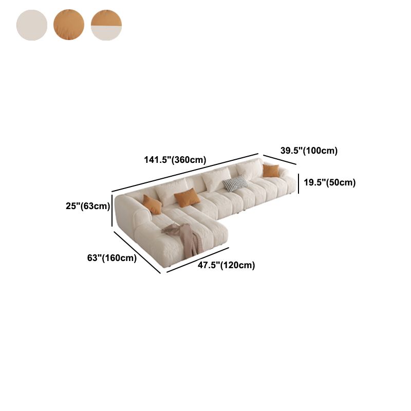 Flannelette acolchada de esponja seccional de estilo nórdico en sofá blanquecina/naranja/naranja-blanca