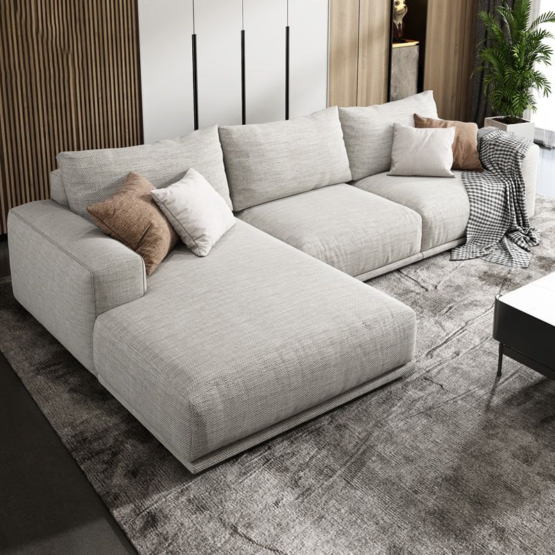 Nordic Stationary Living Room Seating Square Arm Pillows Sofa Chaise