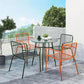 Industrial Patio Dining Side Chair Metal Slat Back Arm Chair