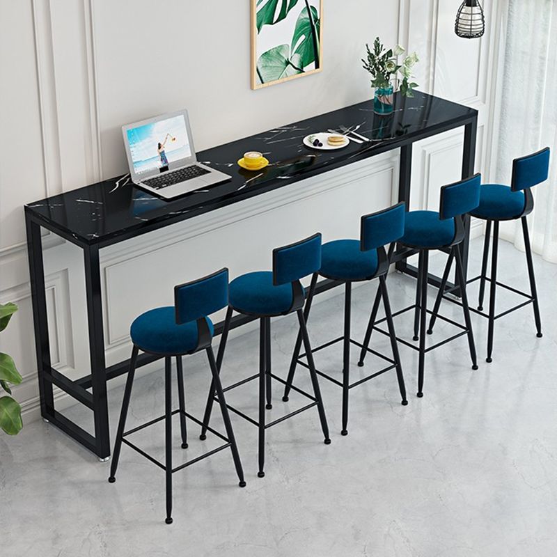 Glam Indoor Bar Dining Table Rectangle Bar Stool Table with Footrest