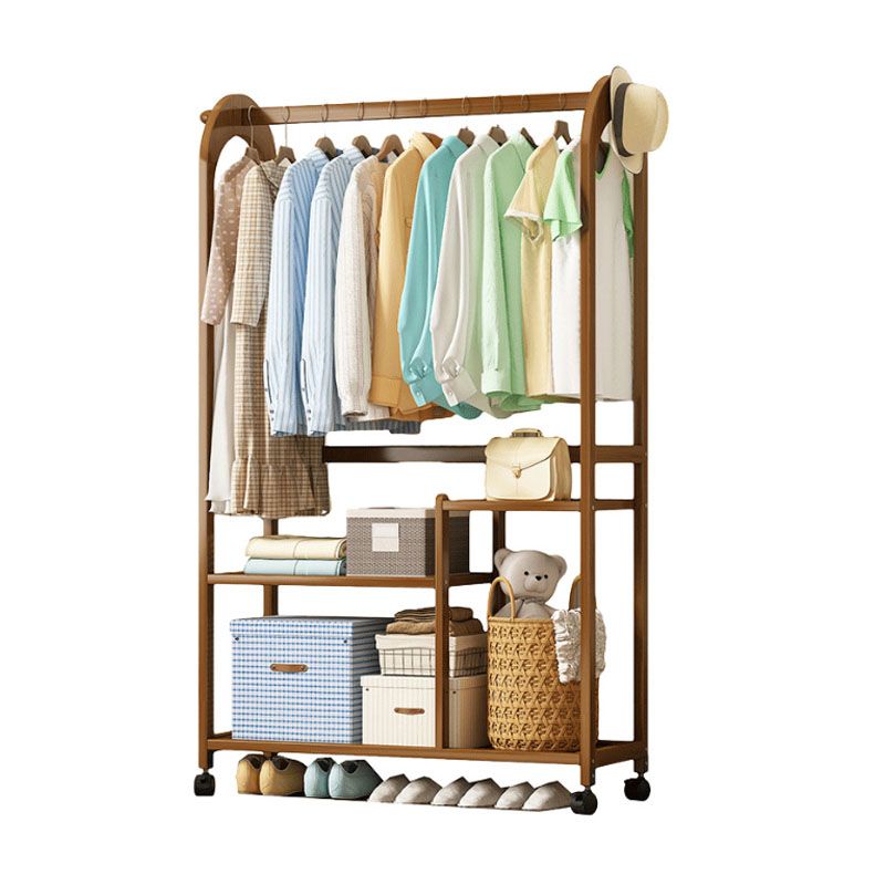 Colgador de madera estilo moderno estilo de pelaje para el suelo minimalista con polea