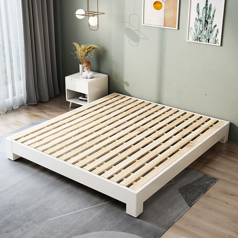 Scandinavian Wood Platform Solid Color Standard Bed for Bedroom