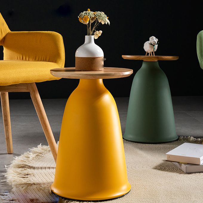 Tableau de côté rond en bois 17.71 "Table de bout en métal de haut en métal