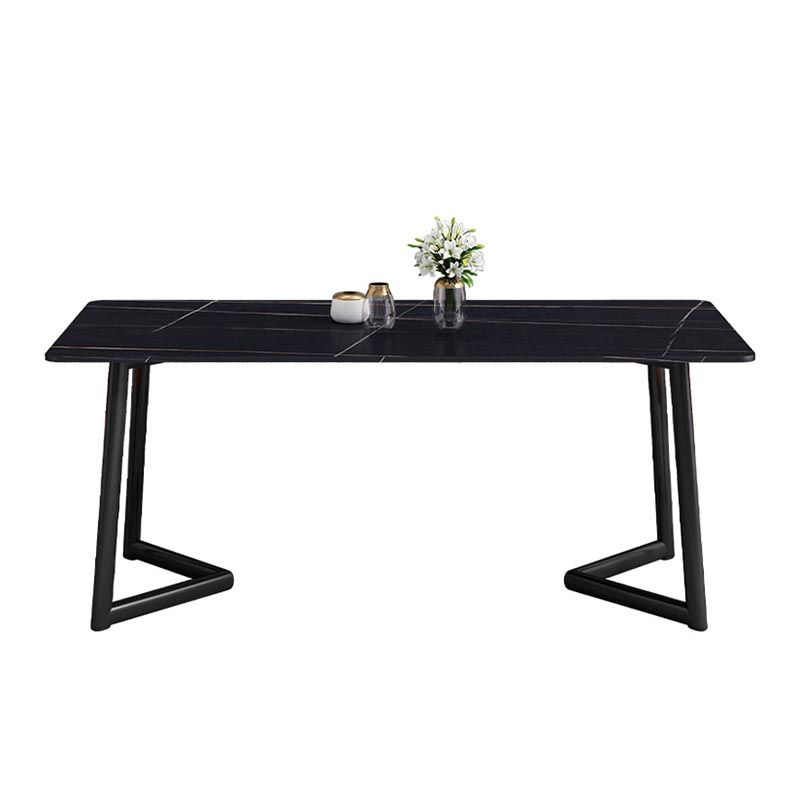 Industrial Sintered Stone Table Restaurant Rectangle Table with Double Pedestal Base Clearhalo ' dining_table' 'Dining Tables & Seating' 'Dining Tables' 'furn' 'furn_dining_table' 'Furniture' 'furniture_dining_table' 'Kitchen & Dining Furniture' 'kitchen&dining_furn' 'kitchen' 'kitchen_dining_table' 1200x1200_3c5fb8d5-d01a-4849-b88e-a9a6ebf255ab