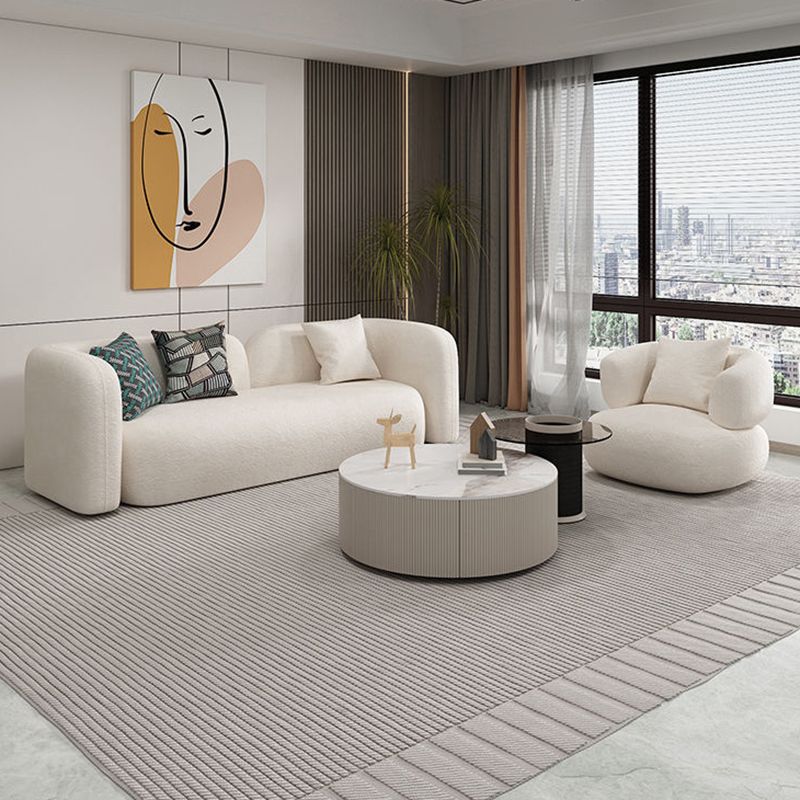 Sofa courbe du bras de smoking avec oreillers canapé en tissu blanc moderne