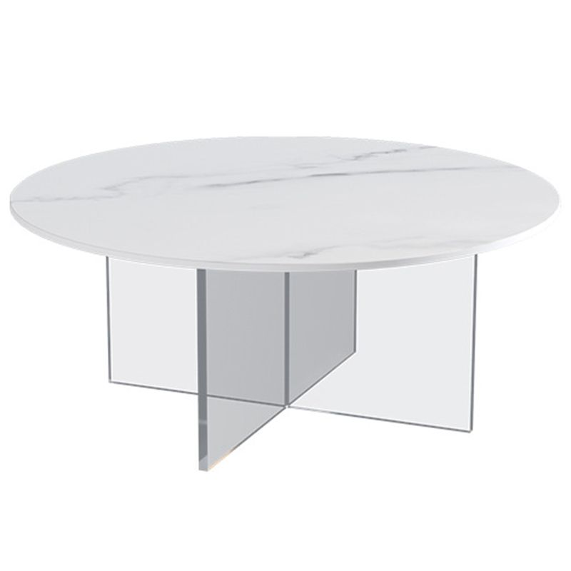 Table de cocktail en ardoise et acrylique Table basse ronde blanche moderne