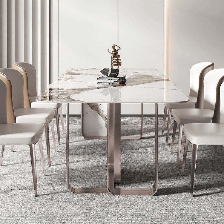 豪華な1/4/5/7ピース長方形のダイニングセット焼結ストーントップダイナーテーブルセット