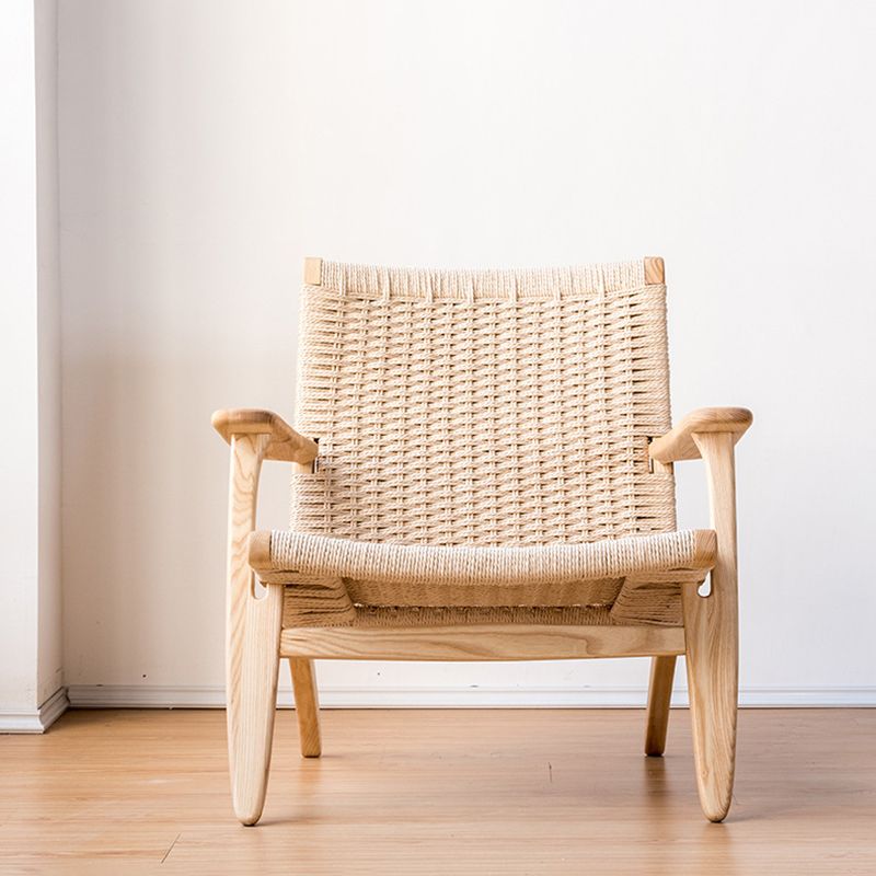 Solid Wood Frame Lounge Chair Arms Included Woven Back Chair Clearhalo 'Accent Chairs' 'accent_chairs' 'Chairs & Seating' 'furn' 'furn_accent_chairs' 'Furniture' 'Living Room Furniture' 1200x1200_3c679983-6893-4854-932c-3ba48c52e2cd
