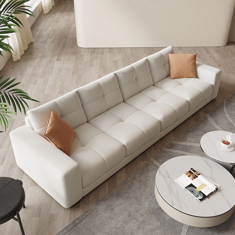 29.52" Tall Square Arm Sofa with Pillows Modern White Tufted Sofa Clearhalo 'furn' 'furn_sofas' 'Furniture' 'Living Room Furniture' 'Sofa' 'sofas' 1200x1200_3c67fe14-17c5-4a60-9da4-6c28f851feae