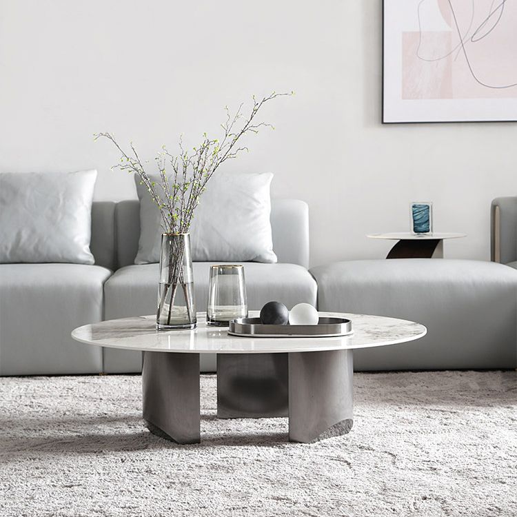 Glam Round Slate Cocktail Table Stainless Steel 3 Legs Coffee Table Clearhalo 'Coffee & Accent Tables' 'Coffee Tables' 'coffee_tables' 'furn' 'furn_coffee_tables' 'Furniture' 'Living Room Furniture' 1200x1200_3c68b9fe-cf7e-4e71-a224-cbeb890bb8dd