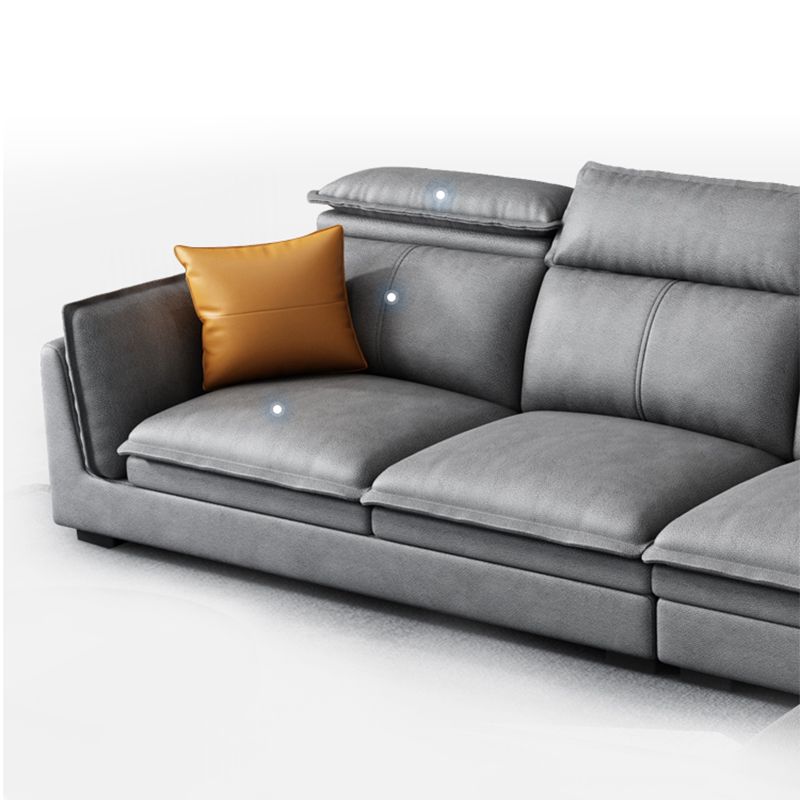 Contemporary Pillow Top Arm Sofa & Chaise Sewn Pillow Back Sofa