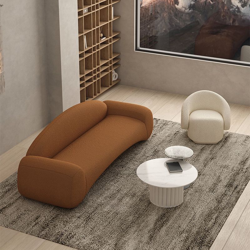 Eigentijdse strakke achterbank met ronde armbank gebogen settnee bank