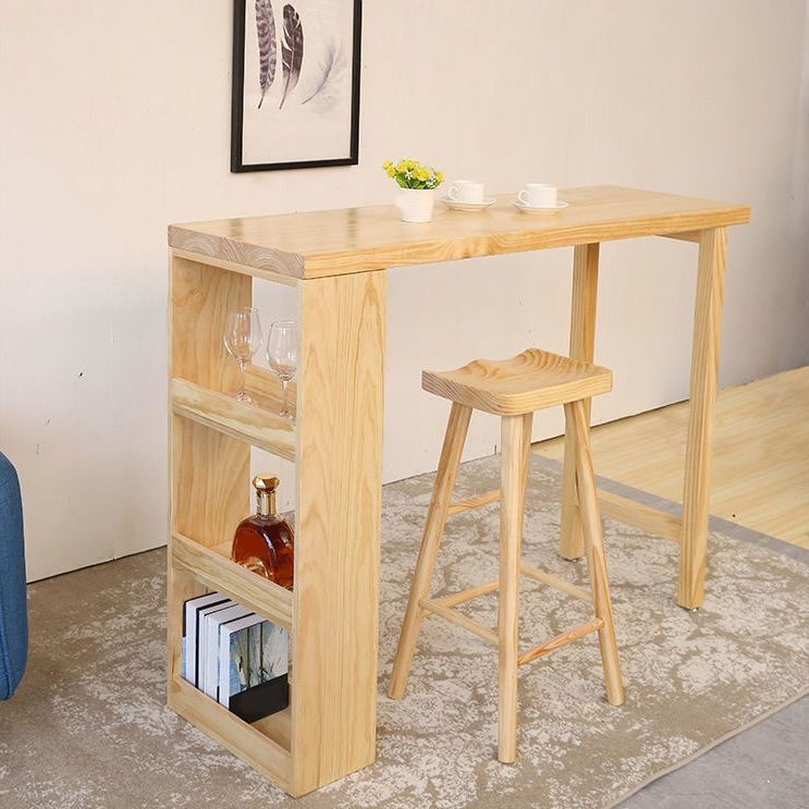 Ensemble de Table de Bar moderne 1/2/3/4 pièces, Table de comptoir rectangulaire en bois de pin avec tabourets hauts