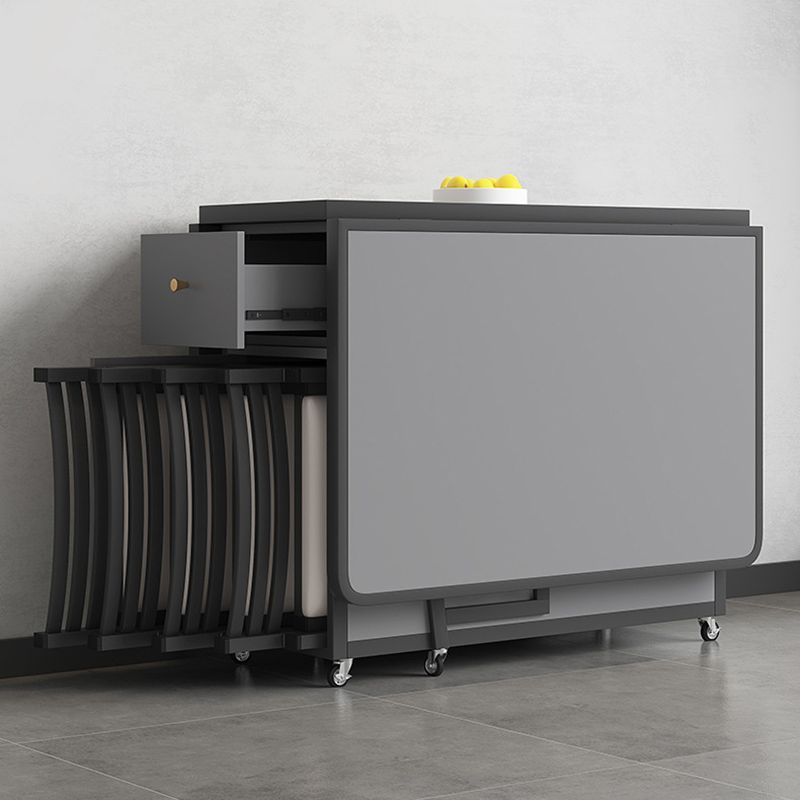 長方形のダイニングテーブルセット1/4/5/7 PCS折りたたみテーブルと金属フレーム付きの椅子