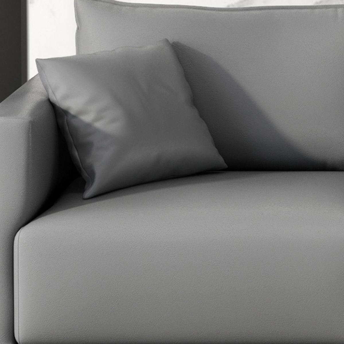 27.16 "Sofa gris haut gris Faux Tuxedo Tuxedo Bras canapé avec oreillers