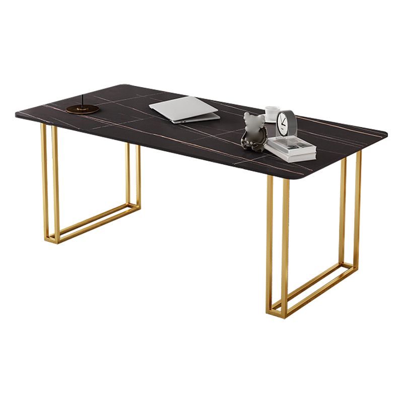 Bureau de bureau contemporain bureau de secrétaire à l'or rectangulaire avec des jambes en métal