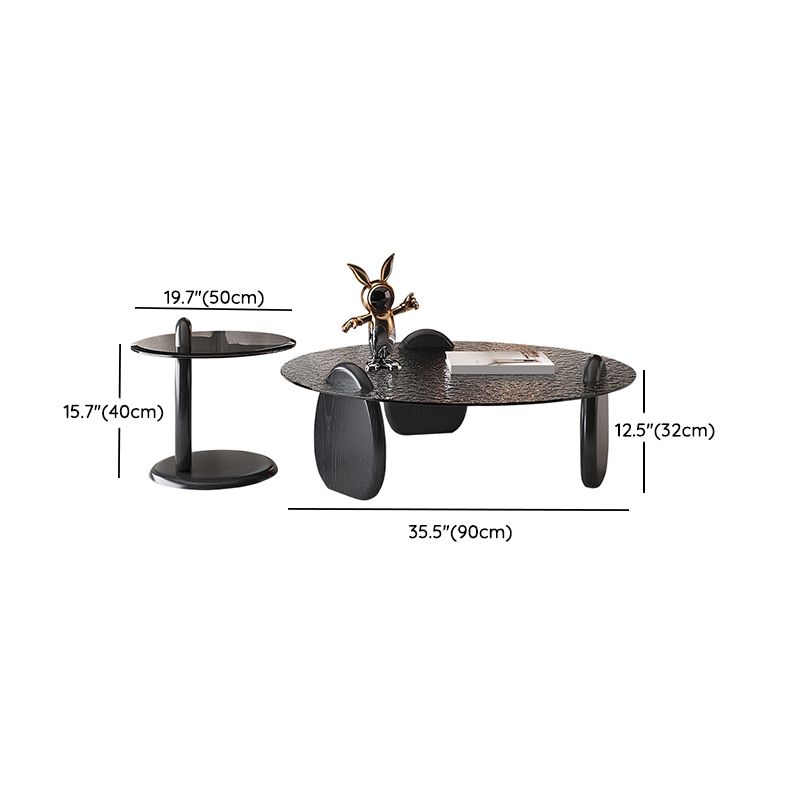 Glass Top Coffee Table Black Modern Round 3 Legs Cocktail Table Clearhalo 'Coffee & Accent Tables' 'Coffee Tables' 'coffee_tables' 'furn' 'furn_coffee_tables' 'Furniture' 'Living Room Furniture' 1200x1200_3c7376ce-7ef6-4c70-ae42-ab9010573437