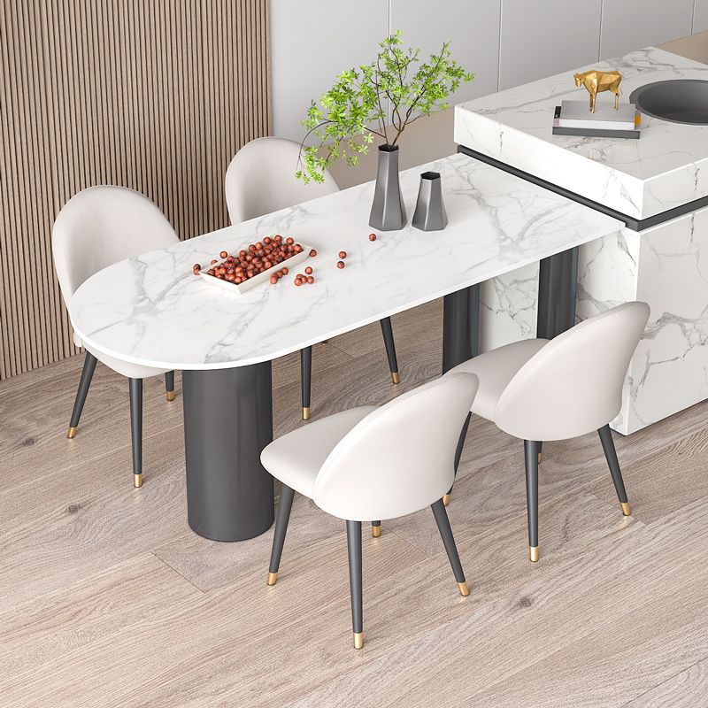 Metal Contemporary Free Form Dining Table Sintered Stone Table with Black Legs Clearhalo ' dining_table' 'Dining Tables & Seating' 'Dining Tables' 'furn' 'furn_dining_table' 'Furniture' 'furniture_dining_table' 'Kitchen & Dining Furniture' 'kitchen&dining_furn' 'kitchen' 'kitchen_dining_table' 1200x1200_3c75bb68-0f3c-4d66-a7ee-2edebb646863