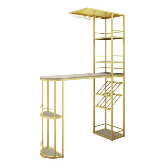 1/3 Pieces Glam Gold Granite Top Metal Frame Indoor Bar Table Set