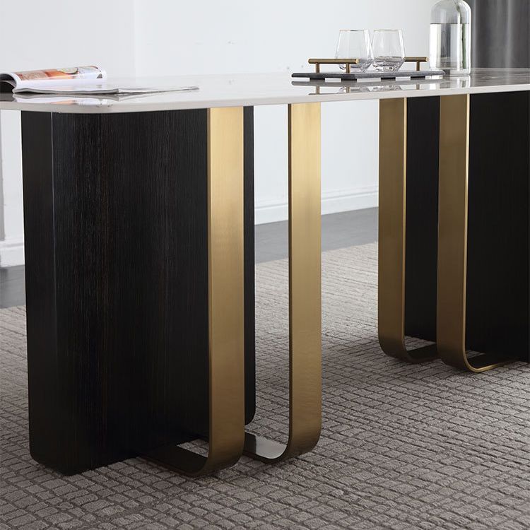 Modern Style Rectangle Dining Table Sintered Stone Table with Metal Legs for Home Clearhalo 'Dining Tables & Seating' 'Dining Tables' 'dining_table' 'furn' 'furn_dining_table' 'Furniture' 'Kitchen & Dining Furniture' 1200x1200_3c772a7a-33a8-46cf-a6e3-c7c721b055db