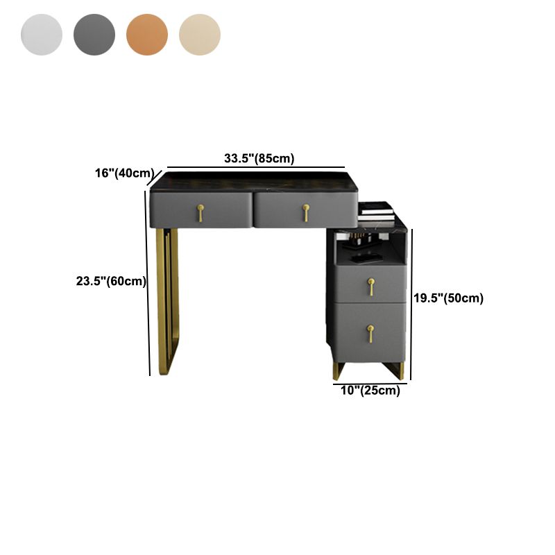 33.5" W Slate Vanity Table Modern 4 Drawers Makeup Vanity Table with Stool Clearhalo 'Bedroom Furniture' 'furn' 'furn_makeup_vanities' 'Furniture' 'Makeup Vanities' 'makeup_vanities' 1200x1200_3c7a7943-0035-4ea6-8011-71efdd51afb8
