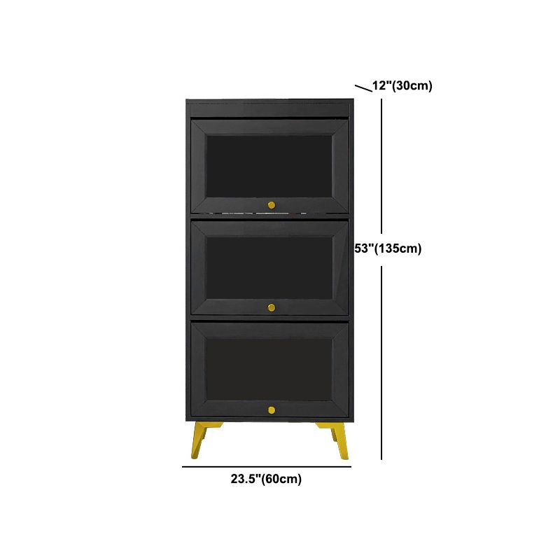 Modern 11.81" W Wooden Side Cabinet with Glass Doors in Black Clearhalo 'Cabinets & Chests' 'cabinets_chests' 'furn' 'furn_cabinets_chests' 'Furniture' 'Living Room Furniture' 1200x1200_3c7a905b-d92a-40e8-85af-202a3274b288
