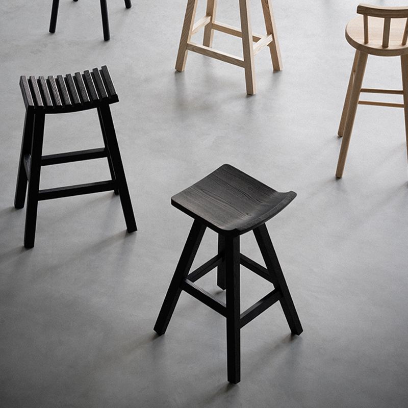 Black Armless Dining Stools Solid Wood Bar Stools with Footrest Clearhalo 'Bar Furniture' 'Bar Stools' 'bar_stools' 'furn' 'furn_bar_stools' 'Furniture' 'Kitchen & Dining Furniture' 1200x1200_3c7bddee-3ccb-46cc-b949-22a442d4b4b0