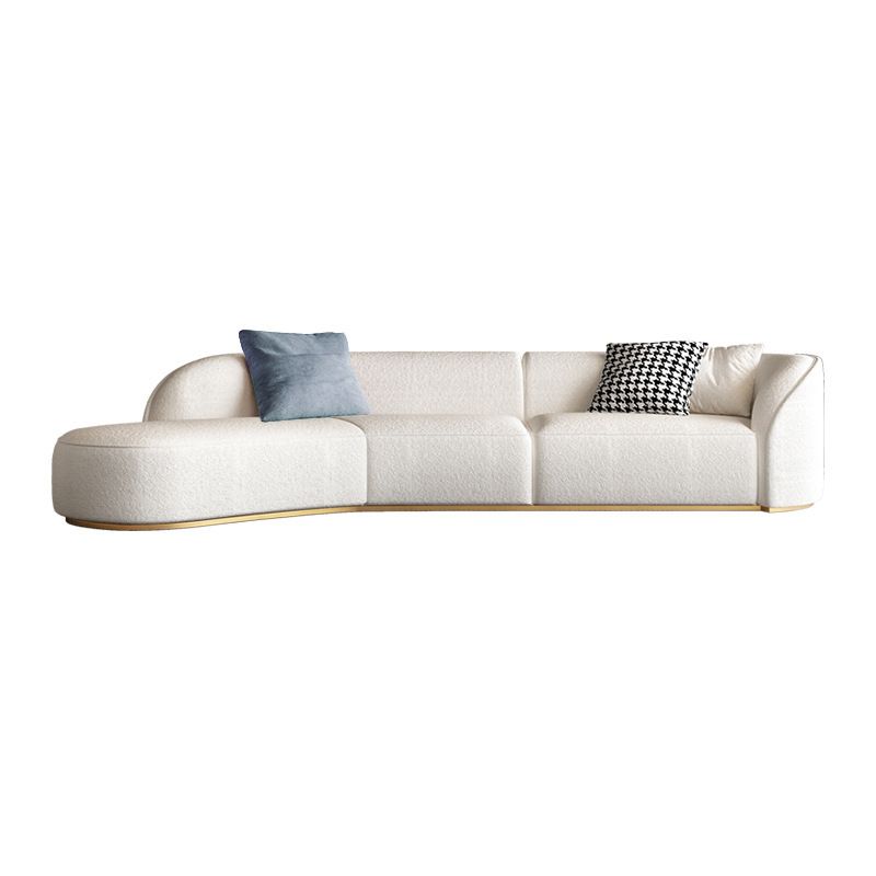 Scandinavian Curved Sectional Sofa Sloped Arm Sofa & Chaise with 3 Pillows Clearhalo 'furn' 'furn_sectionals' 'Furniture' 'Living Room Furniture' 'Sectionals' 1200x1200_3c7f552c-455b-4a15-b9cb-8e5272a37159