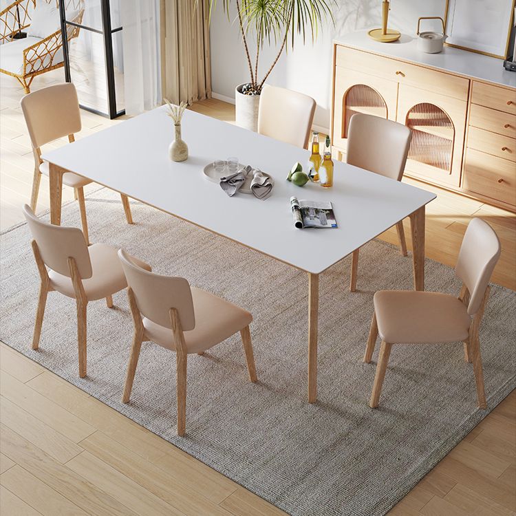 Contemporary Rectangular White Stone Dining Table with 4 Foot Clearhalo 'Dining Tables & Seating' 'Dining Tables' 'dining_table' 'furn' 'furn_dining_table' 'Furniture' 'Kitchen & Dining Furniture' 1200x1200_3c7fb8e4-9b07-4f9e-abaa-8b35469ae686