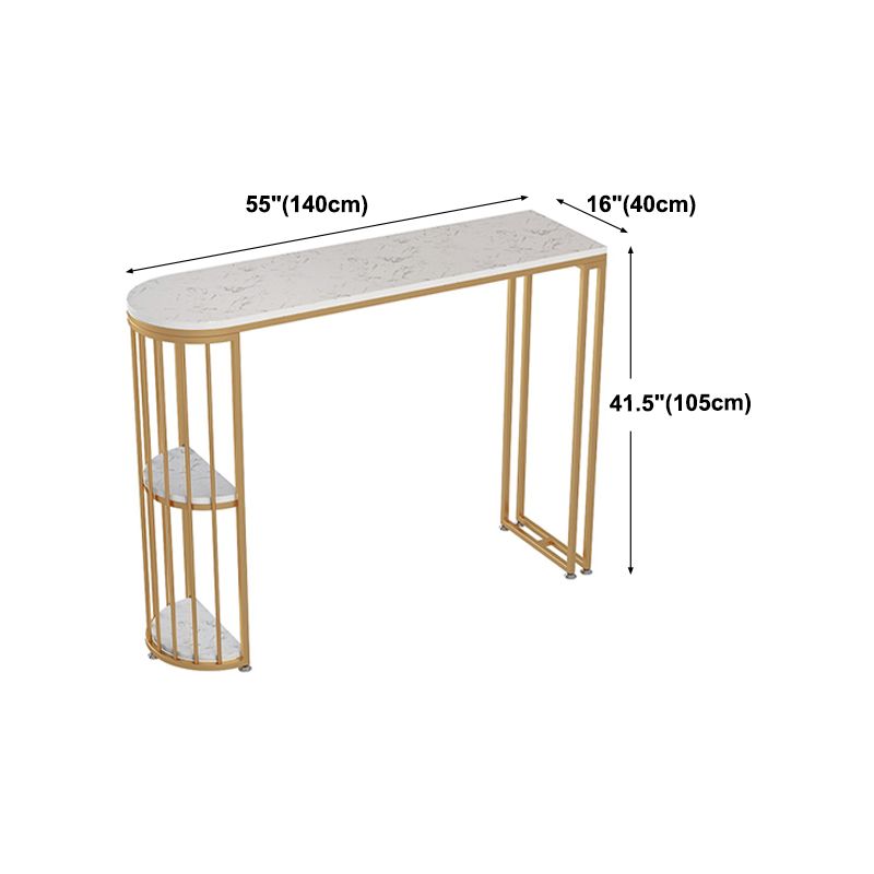 Rounded Corners Top Cocktail Bar Table Industrial Style 42-inch Height Gold Base Bar Table Clearhalo 'Bar Furniture' 'Bar Tables' 'bar_tables' 'furn' 'furn_bar_tables' 'Furniture' 'furniture_bar_tables' 'Kitchen & Dining Furniture' 'kitchen&dining_furn' 'kitchen' 1200x1200_3c80db10-6a46-43df-b19c-30126bb475ed
