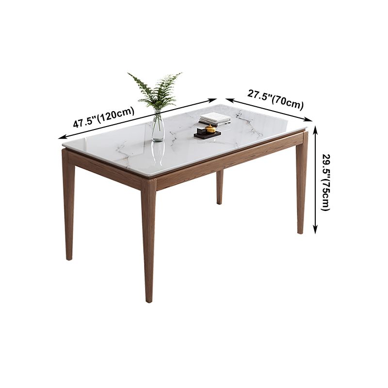 Rectangle Mid-Century Modern Dining Table White Sintered Stone Table with 4 Ash Solid Wood Legs Clearhalo ' dining_table' 'Dining Tables & Seating' 'Dining Tables' 'furn' 'furn_dining_table' 'Furniture' 'furniture_dining_table' 'Kitchen & Dining Furniture' 'kitchen&dining_furn' 'kitchen' 'kitchen_dining_table' 1200x1200_3c83ba31-870d-414d-8ab0-845ce698b5df