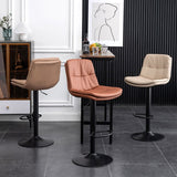 Contemporary Leather Swivel Barstool Indoor Bar Stool with Low Back Clearhalo 'Bar Furniture' 'Bar Stools' 'bar_stools' 'furn' 'furn_bar_stools' 'Furniture' 'furniture_bar_stools' 'Kitchen & Dining Furniture' 1200x1200_3c83fdee-d0f5-4bc7-acf1-8ca861e799dd