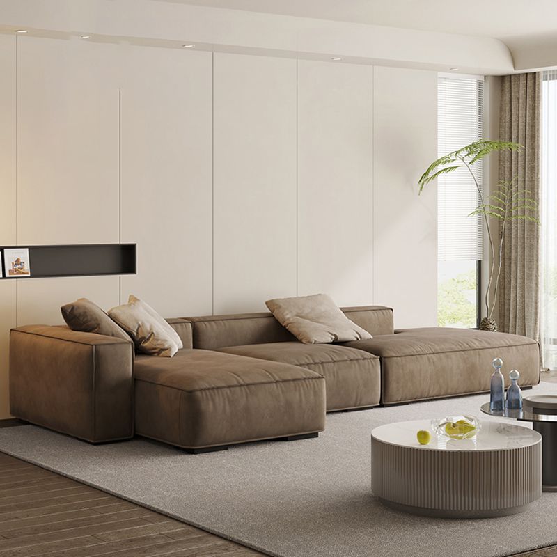 リビングルームの茶色の現代の染色抵抗性四角い腕ソファ