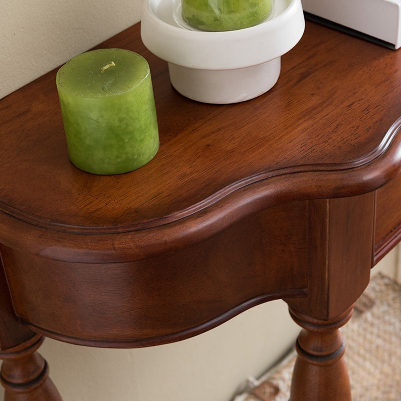 Victorian Rubber Wood Accent Table Free Form Console Sofa Table for Hall
