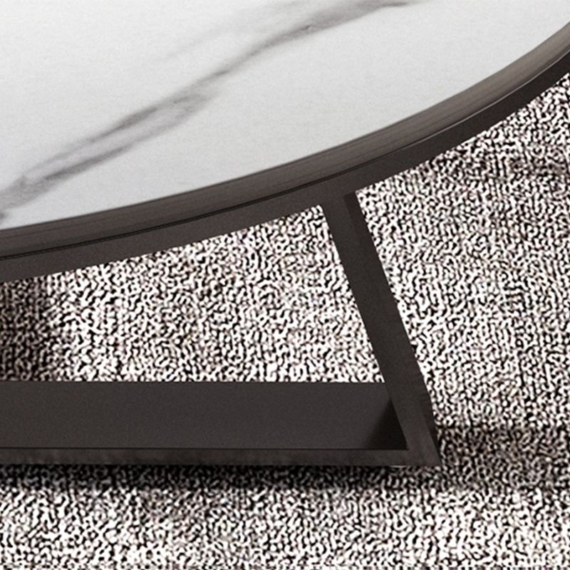 Glam Oval Top Coffee Table with Iron Cross Base and Stone Top Clearhalo 'Coffee & Accent Tables' 'Coffee Tables' 'coffee_tables' 'furn' 'furn_coffee_tables' 'Furniture' 'Living Room Furniture' 1200x1200_3c8b755e-6dbe-459c-a588-2db3fb5ef7ca