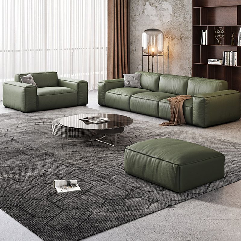 Contemporary Forest Green Cushions Square Arm Living Room Settee