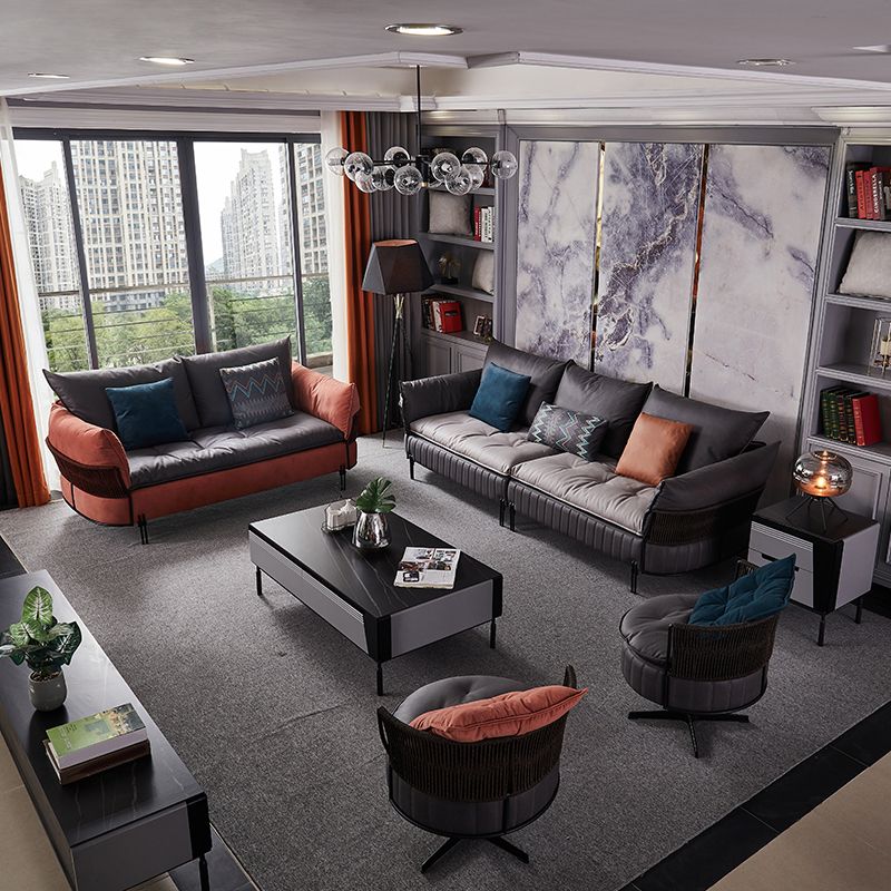 Ultra-Modern Faux Leather Square Arm Sofa with Loose Back Stain Resistant Standard Sofa Clearhalo 'furn' 'furn_sofas' 'Furniture' 'furniture_sofas' 'kitchen' 'kitchen_sofas' 'Living Room Furniture' 'Sofa' 'sofas' 1200x1200_3c8fc8dc-5d5b-4009-b1e5-55c64fbf5d55