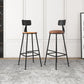 Industrial Armless Backrest Counter Stool Iron Dining Room Bar Stool with Seat and Pedal