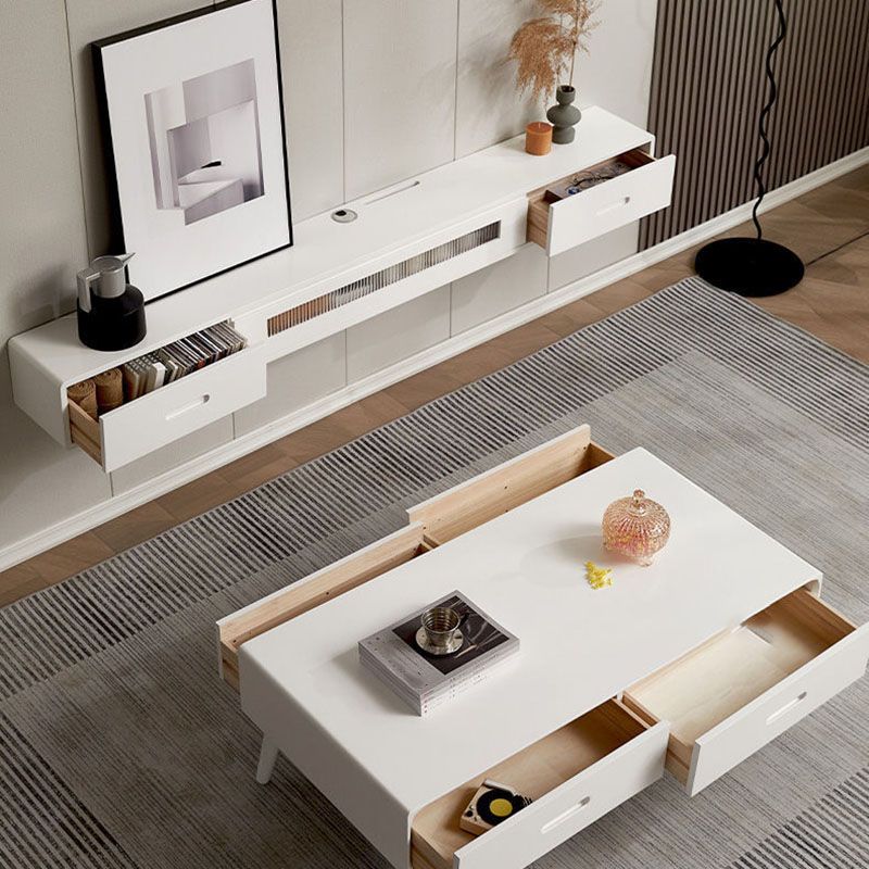 Console TV contemporanea Console multimediale TV in legno massello con cassetti