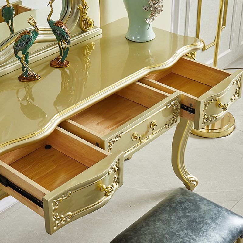 Victorian 19.68 "tavolo da trucco largo in legno massiccio di trucco con cassetti con cassetti