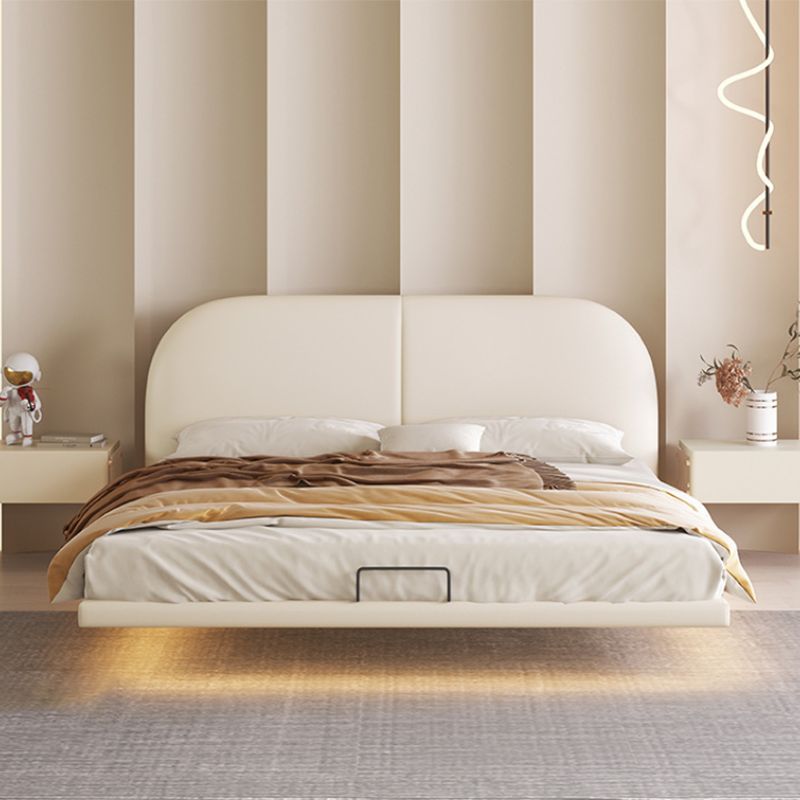 Marco de cama contemporáneo de espuma de cama estándar de color sólido con cabecera tapizada