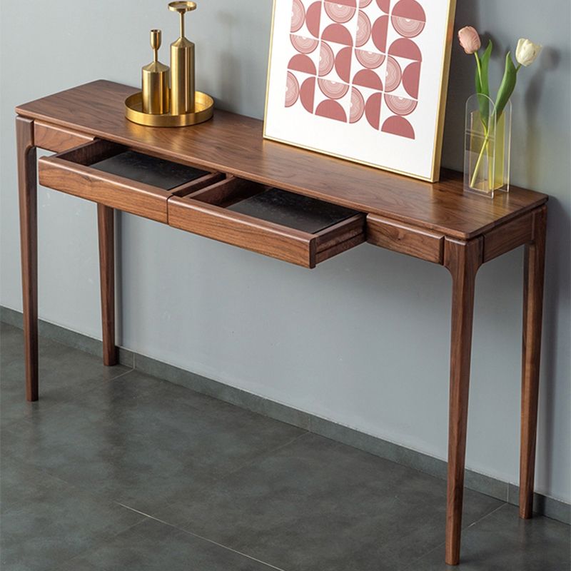 Mid-Century Modern Sofa Table 4 Legs Wood Rectangle Storage Walnut Console Table Clearhalo 'Console Tables' 'console_tables' 'Entry & Mudroom Furniture' 'furn' 'furn_console_tables' 'Furniture' 1200x1200_3c9820a9-8d7d-4820-bfe5-2d48b9a5f87a