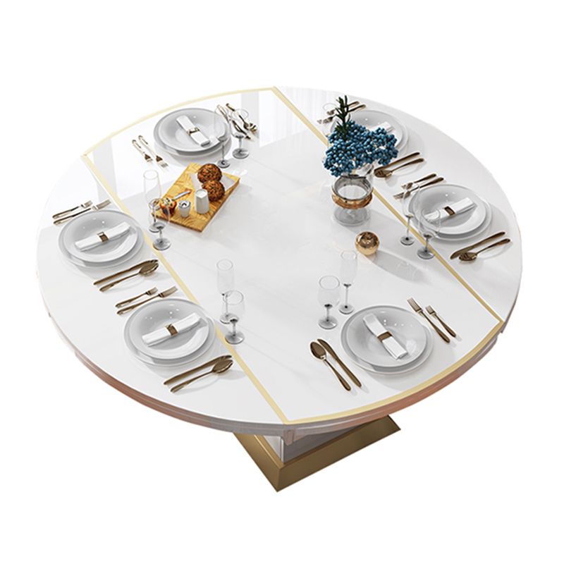 Modern Collapsible Round Glass Desktop Dining Table with Lockers for Dining Room Clearhalo 'Dining Tables & Seating' 'Dining Tables' 'dining_table' 'furn' 'furn_dining_table' 'Furniture' 'Kitchen & Dining Furniture' 1200x1200_3c984556-be4d-4146-85df-8d83a998edd9