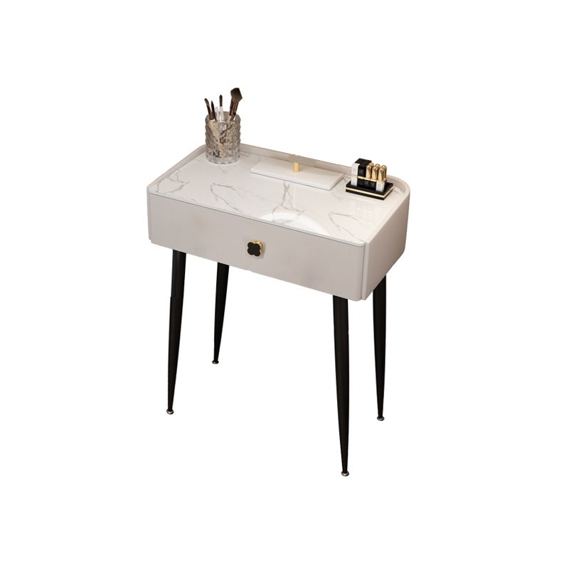 Glam Faux Leather Makeup Counter Bedroom Vanity Dressing Table with Drawer