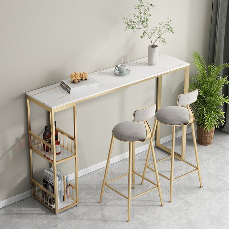White Top Bar Table Traditional Luxury Rectangle Bar Table with Trestle Base Clearhalo 'Bar Furniture' 'Bar Tables' 'bar_tables' 'furn' 'furn_bar_tables' 'Furniture' 'furniture_bar_tables' 'Kitchen & Dining Furniture' 1200x1200_3c9a6807-101e-404c-b926-d66bcf1977cd